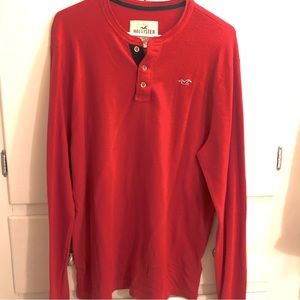 Hollister, men’s XL long sleeve knit shirt, red like new
